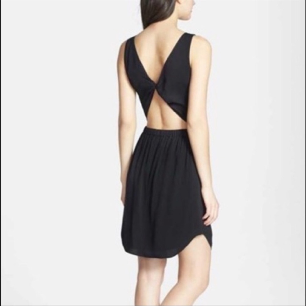 Chelsea28 Black Open Back Twist Dress, size small